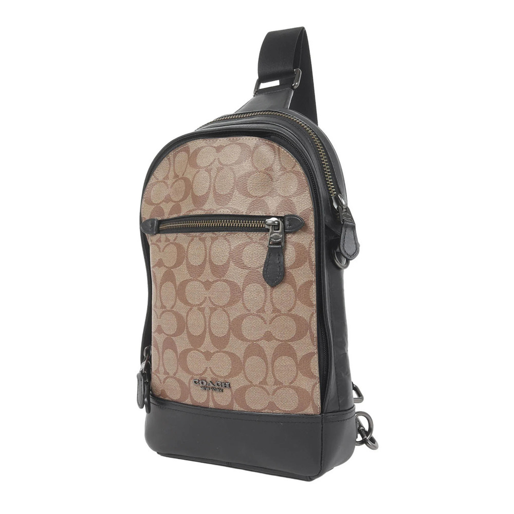 COACH Graham Pack in Signature Canvas (Beige & Black) - Men's Bag